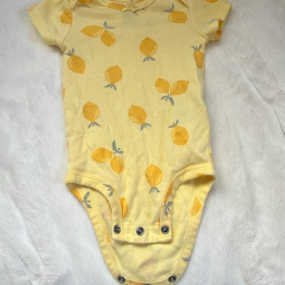 Yellow Lemon Print Baby Onesie